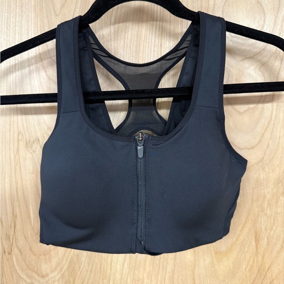 NIKE Womens High-Support Padded Zip-Front Black Sports Bra Size Small - Picture 1 of 5